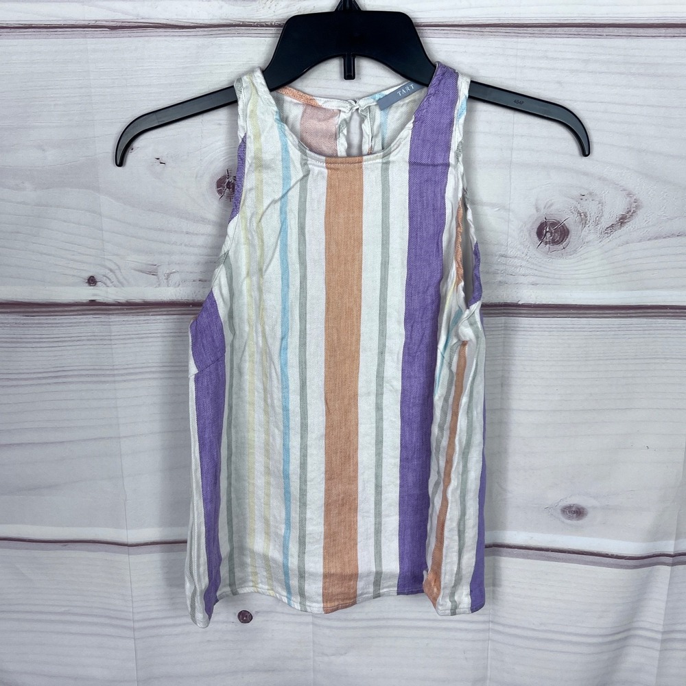 Tart Top Womens Small Multicolor Striped Halter Tank Sleeveless Pullover Woven